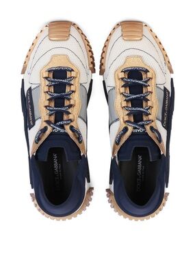 Dolce & Gabbana White, Navy & Gold Sneakers